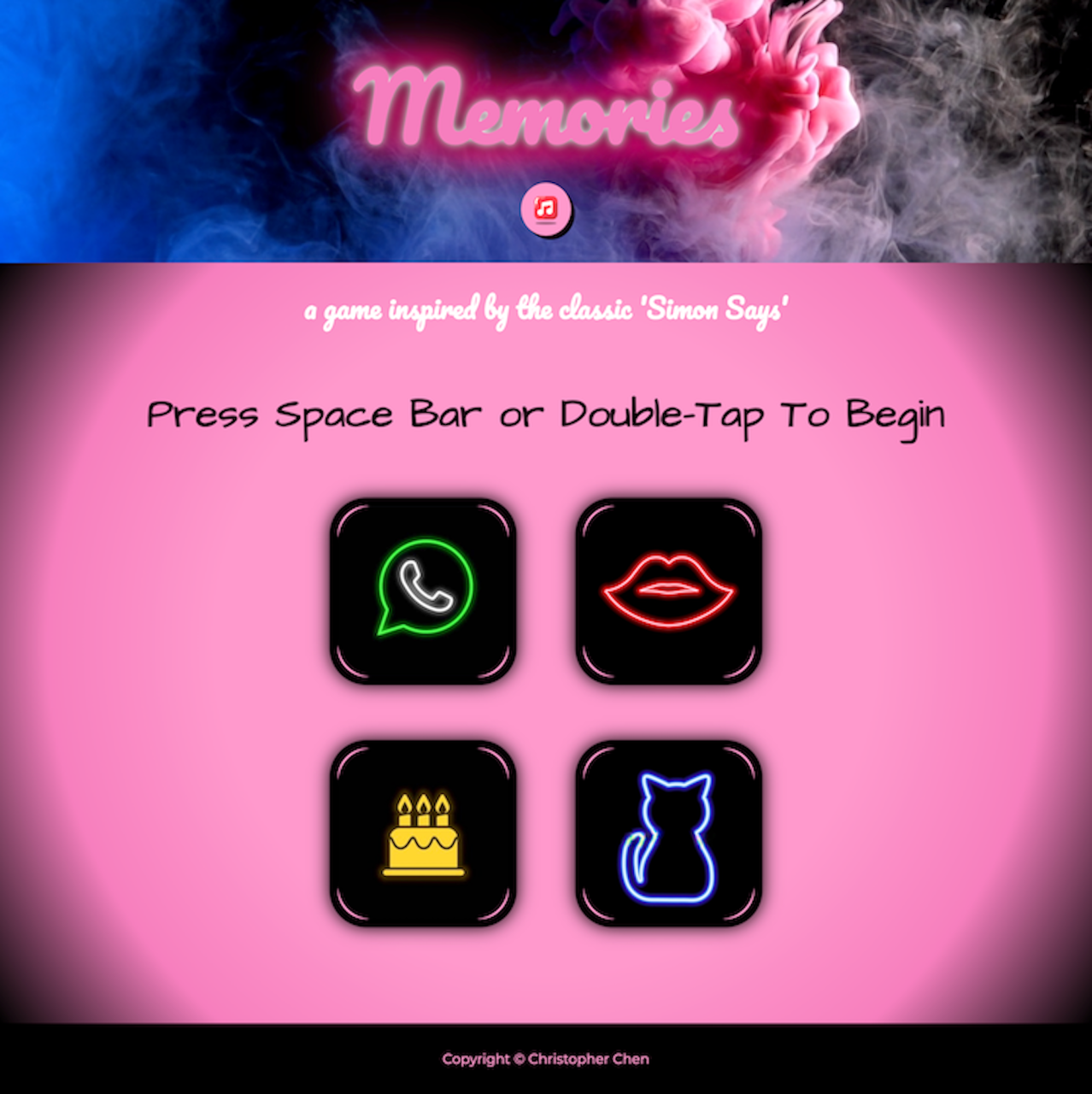 memories game webpage